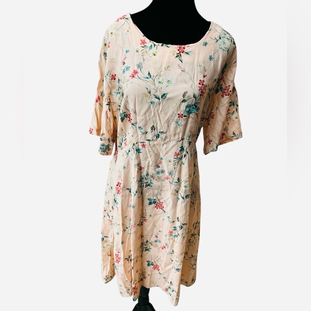 Vintage Pink Floral Mini Dress Size 18 Y2K Grunge Vibes